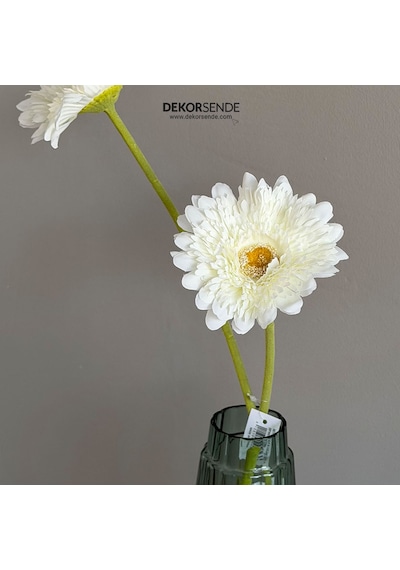 Yapay Çiçek Gerbera Dal Beyaz 60 Cm