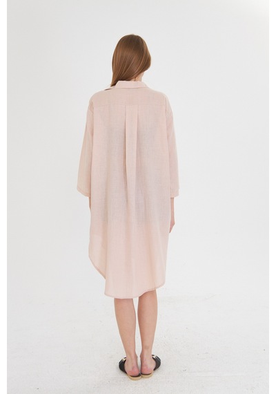 Armonika Kadın Pudra Önden Bağlamalı İnce Keten Kumaş Midi Boy Kimono Gömlek Arm-24y001081 Armonika Kadın Pudra Önden Bağlamalı İnce Keten Kumaş Midi Boy Kimono Gömlek Arm-24y001081