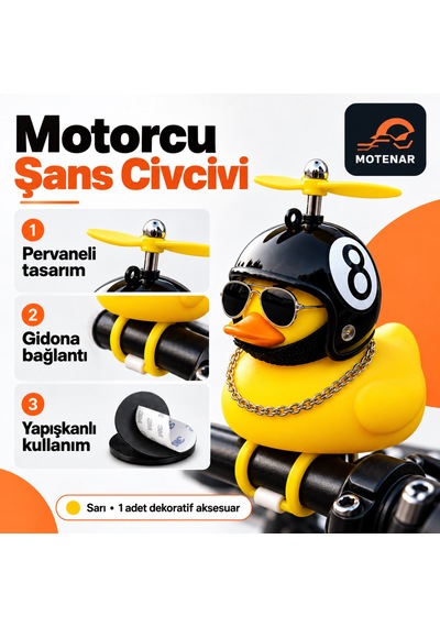 Motenar Motorcu Şans Civcivi Pervaneli Sarı Gidon Süsü