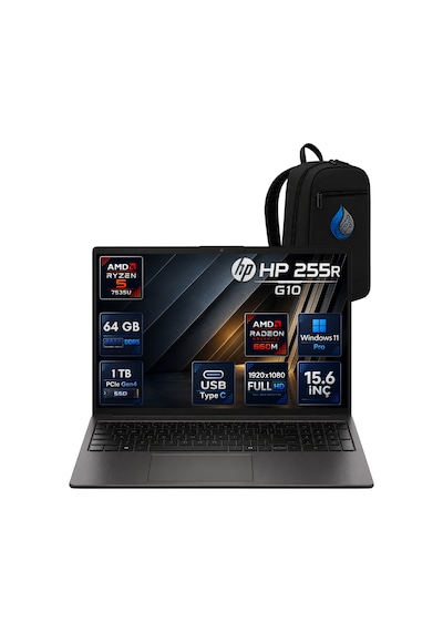 HP 255R G10 D30M3ETRRNP26 R5-7535U 64 GB 1 TB SSD 15.6'' W11P Dizüstü Bilgisayar