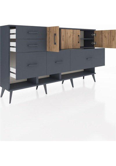 Arges Konsol 3 Raflı 5 Çekmeceli 3 Kapaklı 176x30x99 Antrasit-çam/antrasit Atlas Çam/antrasıt - Antrasıt Arges Konsol 3 Raflı 5 Çekmeceli 3 Kapaklı 176x30x99 Antrasit-çam/antrasit Atlas Çam/antrasıt - Antrasıt