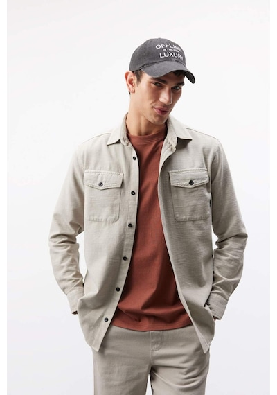 DeFacto %100 Pamuk Regular Fit Polo Yaka Basic Düz Uzun Kollu Gömlek B2654AX25SPBG170