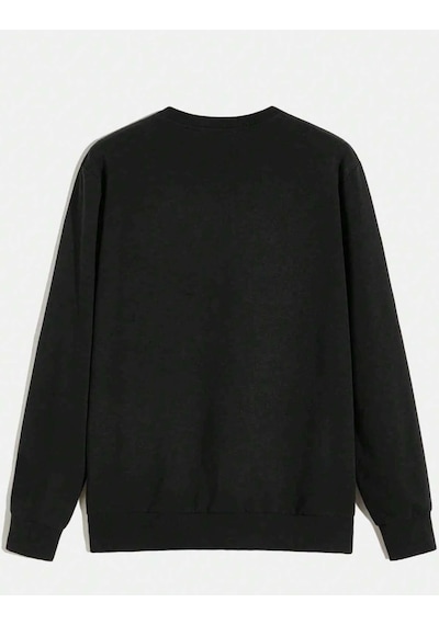 Goth Letter & Skull Print Sweatshirt Siyah Siyah