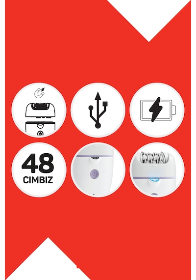 Arzum Ar5173 Sateen Touch Şarjlı Epilasyon Cihazı, Beyaz