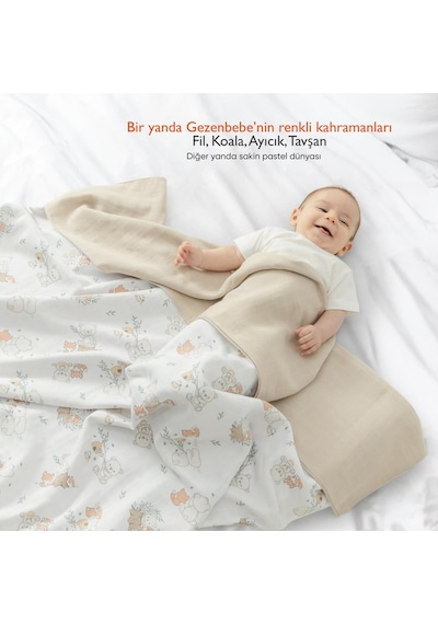 Gezenbebe Hero Müslin Bebek Battaniye 120x120 Bej