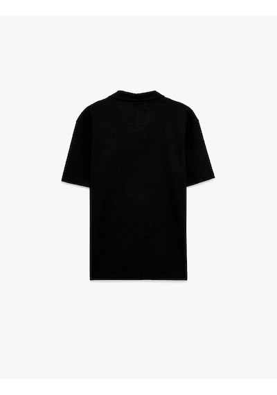Koton Regular Fit Kısa Kollu Dokulu Polo Yaka Tişört Siyah 6sam10007mk