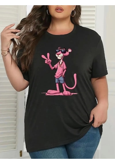 Modi Baskılı Oversize Bisiklet Yaka T-shirt - Beyaz - Mymg158836
