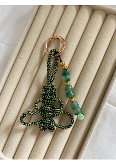 Lina&collection El Yapımı Çanta Süsü / Charm Yeşil Siyah Gold