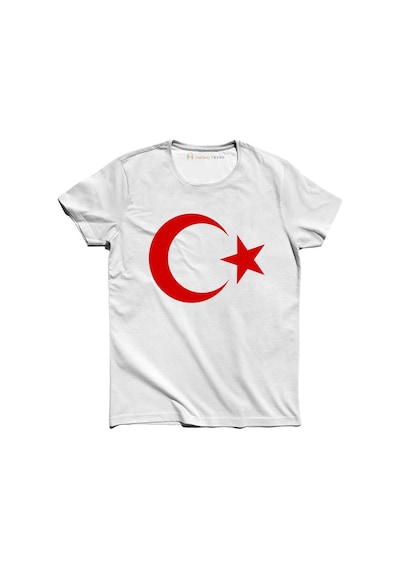 Masho Kids A Kalite Beyaz Üstüne Ay Yıldız Türkiye Tshirt - 29 Ekim Cumhuriy Beyaz