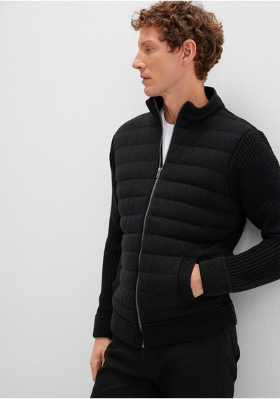 Mavi Fermuarlı Siyah Triko Hırka Slim Fit / Dar Kesim 070697-900 No Color