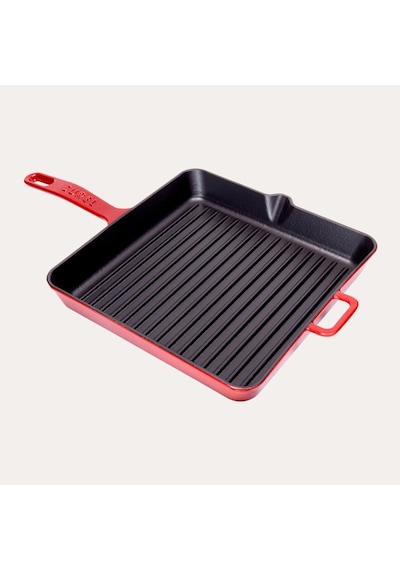 Sürel Döküm 30 Cm Kare Izgara Tava Kırmızı