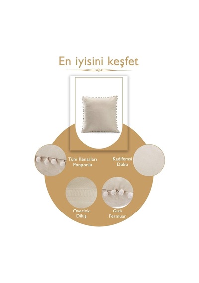 Tr Asdiva Renk Ve Ölçü Seçenekli Krem Ponponlu Kırlent Kılıfı Dekoratif Düz Sade Punch Panoroma Krem 30x50 Diğer