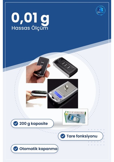 Mini Hassas Tartı 200 G X 0,01 Dijital Cep Terazisi Altın Takı Ve