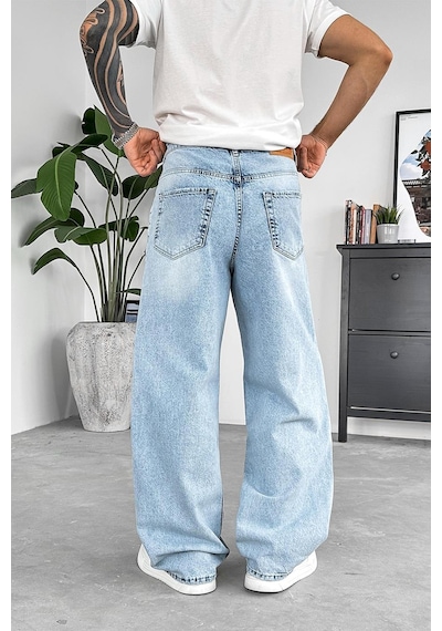 Soft Buz Mavi Soft Degrade Basic Ekstra Bol Pantolon Soft Buz Mavi