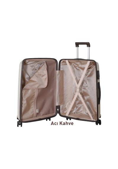 Mçs Bavul Büyük Ve Orta 2li Set Kırılmaz Silikon Valiz V305 Kemik/acı Kahve Bej