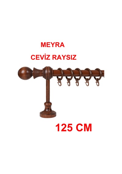 Meyra Demonte Başlıklı Ahşap Rustik Perde Askısı - Raysız -ceviz 125 Cm Ceviz