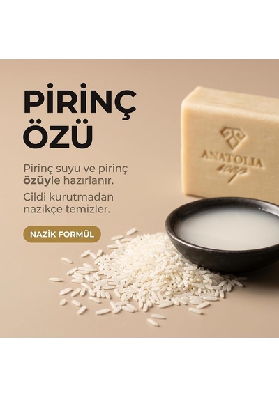 Mysia Koleksiyonu Pirinç Sabunu Doğal Bitkisel Yağlardan Oluşur Cildi Temizler, Kirlerden Temizler. 125gr 285 ML