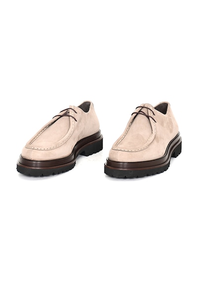 Tuna Hakiki Nubuk Deri Modern Bej Loafer Erkek Ayakkabı Eva Taban - 3094 Bej