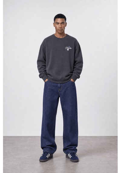 Respire Erkek Finalize Patch Detaylı Oversize Sweatshirt Füme