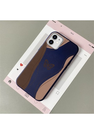 İphone 11 Uyumlu Mavi Deri Dokulu Silikon Kamerayı Korur Şok Emici Kılıf 1