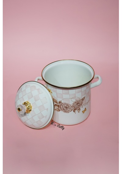 Rosadora Emaye Kuşkonmaz Bakraç Dekoratif Çok Amaçlı Vintage Pembe