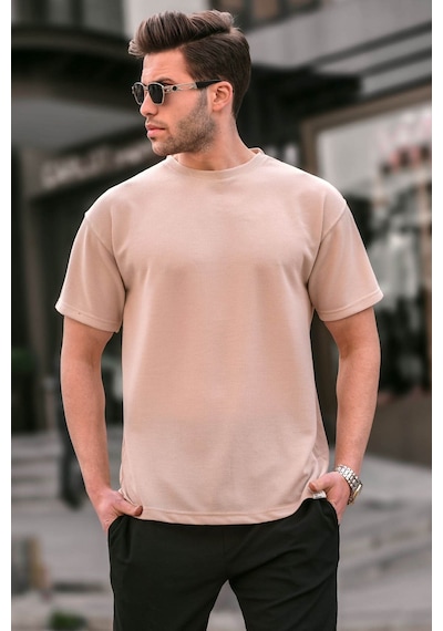 Madmext Bej Regular Fit Basic Erkek Tişört 6099-bej Bej