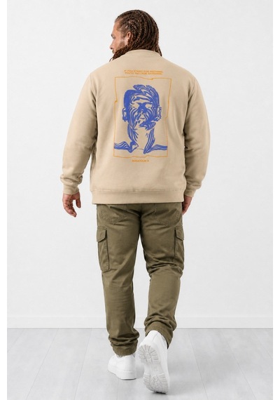 Starbattal Büyük Beden Erkek Sweat Malcolmx 22735 Bej-860