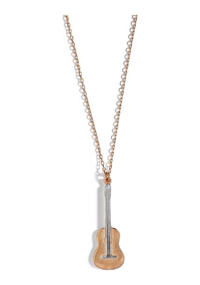 14 Ayar Altın Mikron Kaplama 925 Ayar Gümüş Gitar Kolye - Cn00494