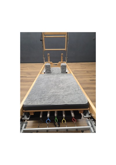 Gri Omuzluklu Pilates Reformer Havlu Seti ''%100 Organik'' Kaydırmaz