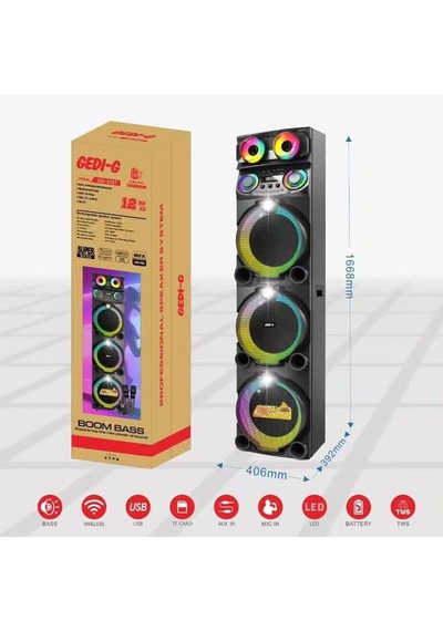 Gd-3127 Dijital Led Göstergeli Mikrofonlu Rgb Tws Üçlü 12 Inç Stereo Bass Kablosuz Karaoke Hoparlör