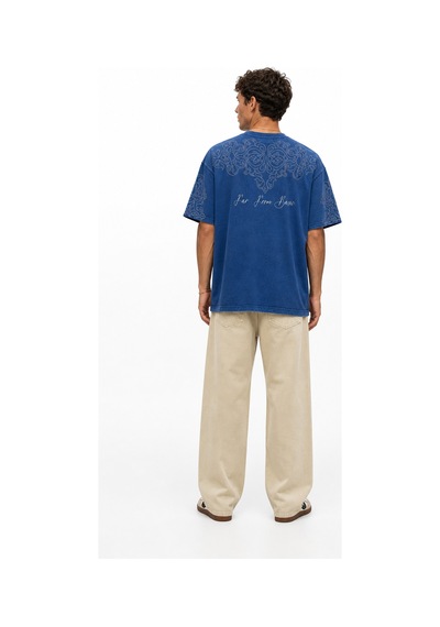 Respire Erkek Far From Basic Yıkamalı Oversize T-shirt Lacivert