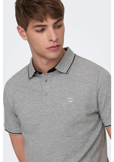 Only & Sons Erkek Onsfletcher Polo Yaka %100 Pamuk T-shirt 22024827 Gri Gri