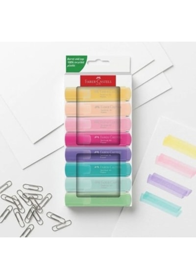 Su Bazlı Ergonomik 8'li Pastel Renk Fosforlu Kalem Seti 124-Pembe
