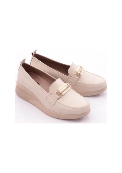 Dgn 2316 Kadin Loafer Ayakkabi Ekru Napa
