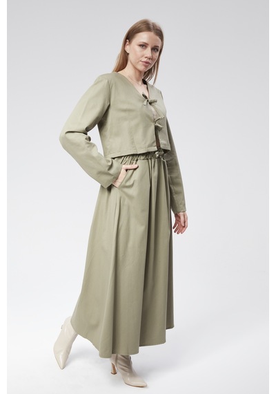 Vioshine Vıoshıne Kadın Gabardin Kumaş Etekli İkili Takım Mint Yeşili