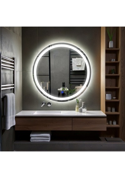 Aura Beyaz Led'li Kumlamalı Lavabo & Banyo Aynası Dokunmatik Sensörlü 70 X 70
