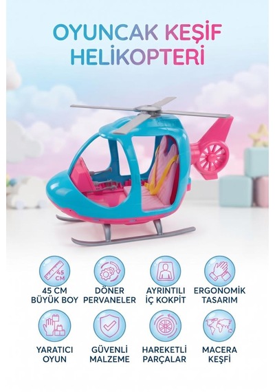 Barbe Keşif Helikopteri 45 Cm 2 Kişilik Detaylı Görünümlü Harketli Eğitici Oyuncak Helikopter