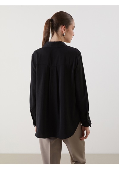 Lcwaıkıkı Classic Siyah Loose Fit Kadın Aerobin Gömlek