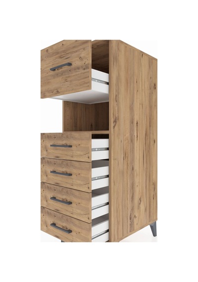 Kronos Dolap Tek Raflı 5 Çekmeceli 44x59x134 Çam-çam Atlas Çam