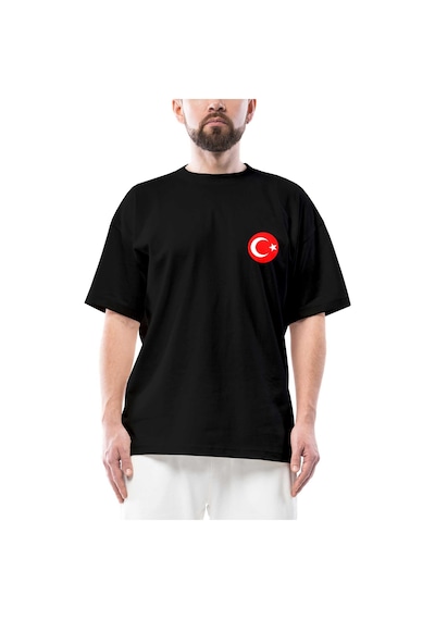 Ay Yıldız Oversize Siyah Tişört