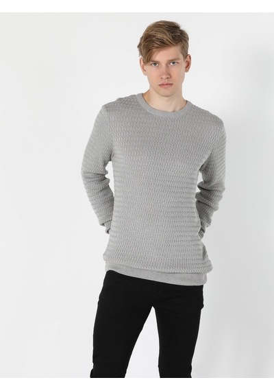 Colin's Slim Fit Gri Melanj Erkek Kazak CL1056031_Q1.V1_MGA