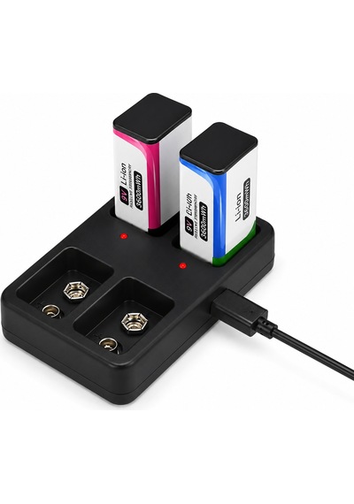 Qasul 9v Pil Şarj Cihazı 4 Yuvalı Micro Usb Girişli Li-ıon Ni-mh Ni-cd Uyumlu Akıllı Şarj Cihazı
