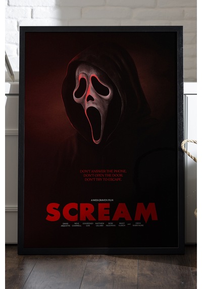 Scream Siyah Ahşap Çerçeveli Poster, Film Duvar Tablosu