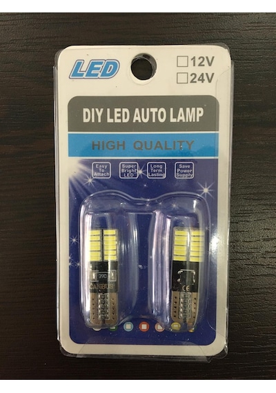 24 Ledli T10 Dipsiz Beyaz Park Ledi Ampulü 12V Cob Led Smd Canbus