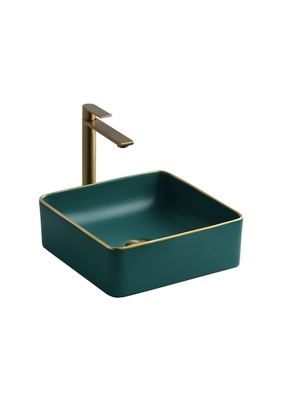Lena - Tezgah Üstü Porselen Lavabo Yeşil Outlet - E-4070y- Diğer