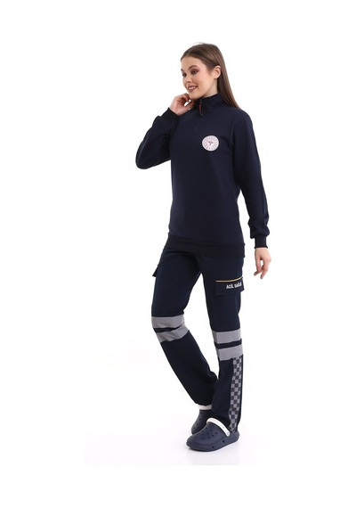 112 Acil Sağlık Sweatshırt Kışlık Balıkçı Yaka Lacivert -7339