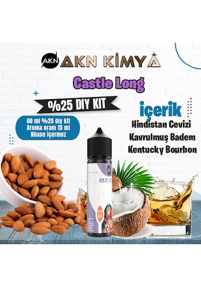 Castle Long Five Pawns Yoğun Dıy Kit Kavrulmuş Badem Bourbon Gıda Aroması %25 Oranda Aroma İçerir Hazır Değildir 60 Ml