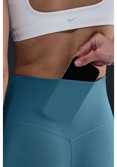 Nike Dri Fit Zenvy Gentle Support Infina Soft Womens Training Tight Yüksek Belli Toparlayıcı 7/8 Soft Kumaş Kadın Antreman Taytı Mavi
