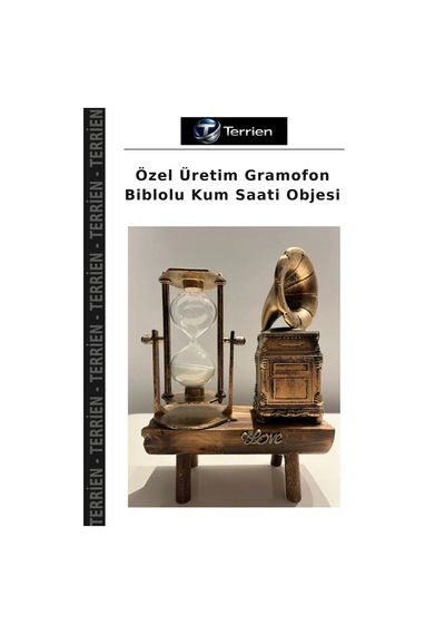 Özel Üretim Gramofon Biblolu Kum Saati Objesi