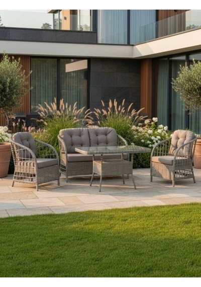 Dora Garden Home Nova 2+1+1 Rattan Bahçe Takımı Masalı Açık Gri Siyah Çizgili Dora Garden Home Nova 2+1+1 Rattan Bahçe Takımı Masalı Açık Gri Siyah Çizgili